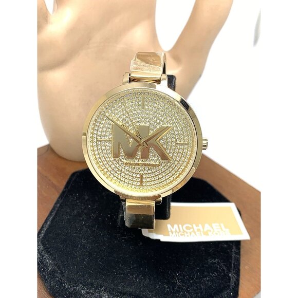 Michael Kors Women's Watch MK4469 Gemmed Bangle Quartz Gold Stainless Steel 38mm - Picture 1 of 13